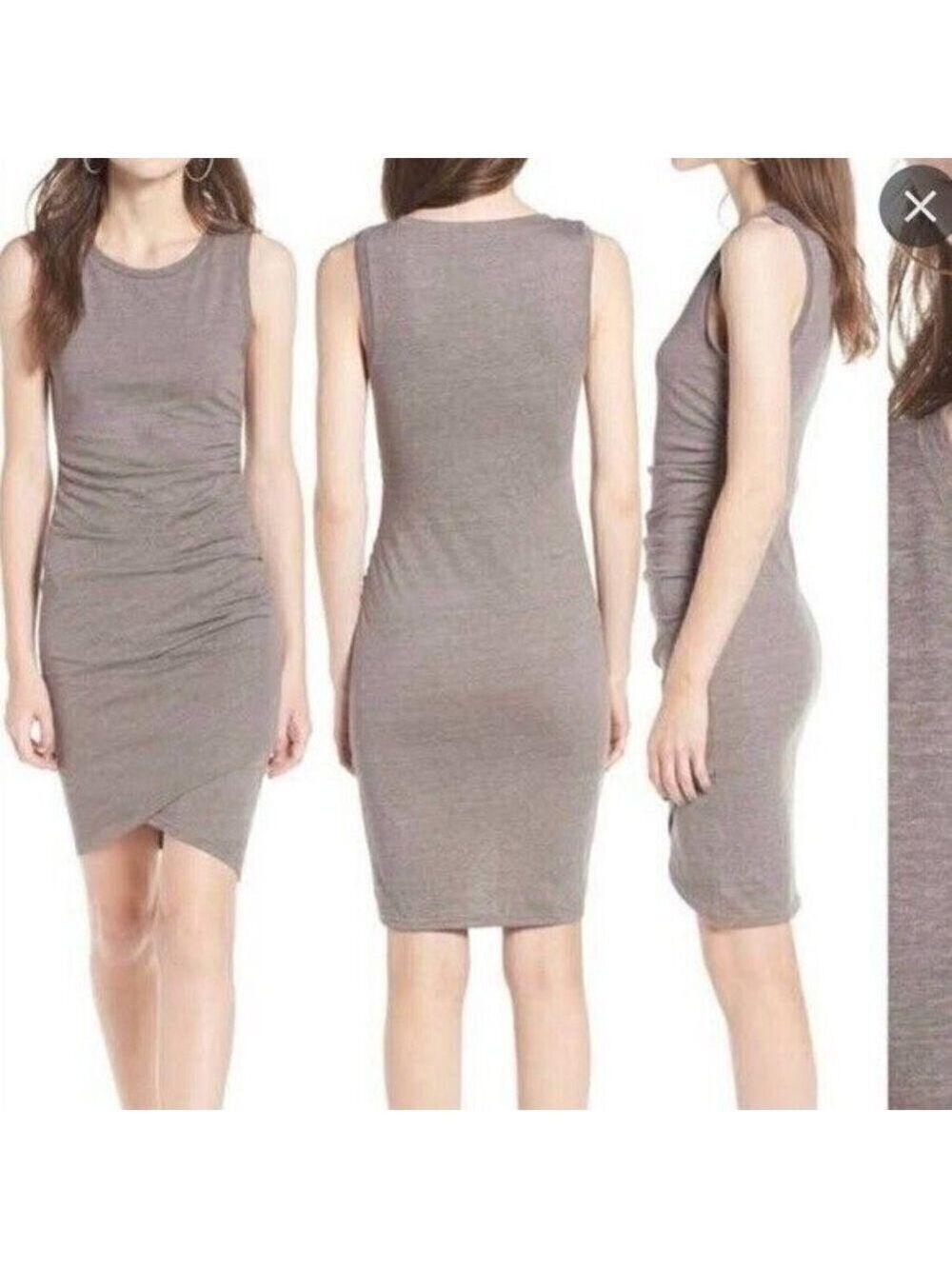 LEITH bodycon ruched tank dress BNWOT sz Medium tulip hem